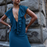 Ance Gria Clover Gown in Teal