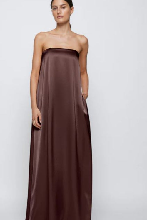 Anna Quan Delfina Dress in Shaved Chocolate Front View