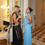 Arcina Ori Chiara Set in Dusty Blue Modelled at Party