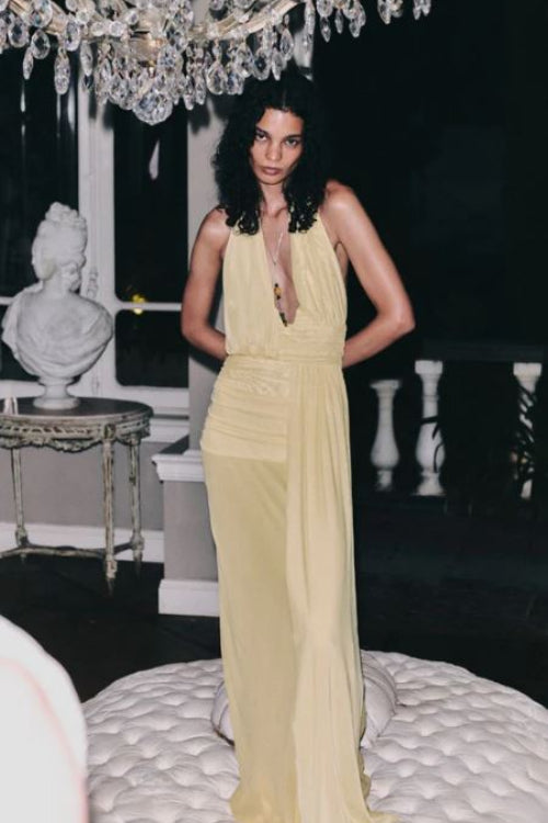 Bec and Bridge Cassis Drape Maxi Dress Front View