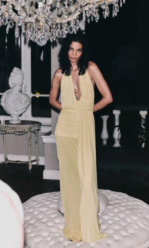 Bec and Bridge Cassis Drape Maxi Dress Front View