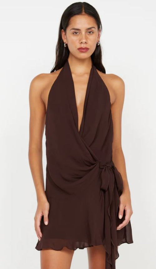 Bec and Bridge Celyse Mini Dress in Chocolate Close Up