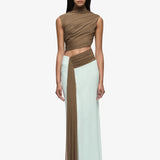 Bec and Bridge Conni Maxi Dress in Taupe and Spearmint