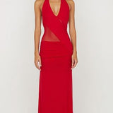 Bec and Bridge Deija Halter Maxi Dress in Red