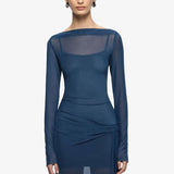 Bec and Bridge Marabou Long Sleeve Maxi Dress