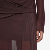 Bec and Bridge Marabou Long Sleeve Maxi Dress in Aubergine