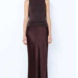 Bec and Bridge Mirabelle Cowl Neck Maxi Dress in Dark Chocolate