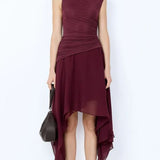 Bec and Bridge Nico Asym Midi Dress in Blackberry