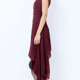 Bec and Bridge Nico Asym Midi Dress in Blackberry