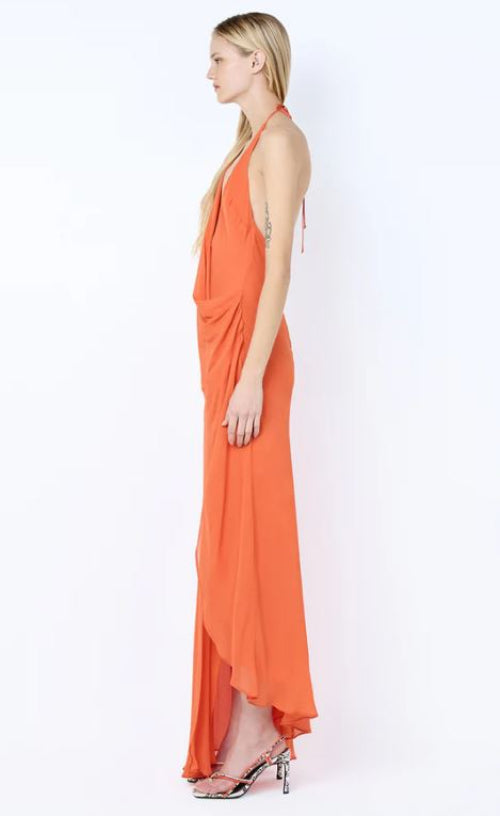 Bec and Bridge Sabrina Drape Maxi Dress in Persimmon Side View