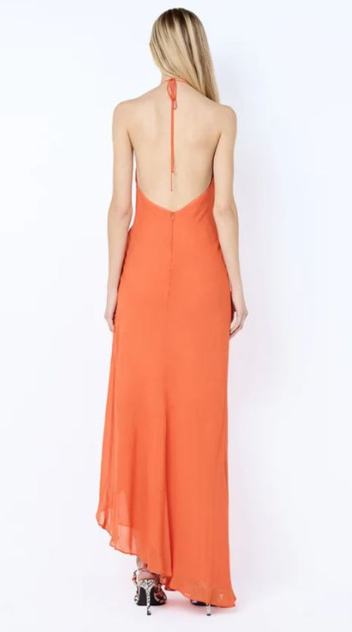 Bec and Bridge Sabrina Drape Maxi Dress in Persimmon Back View