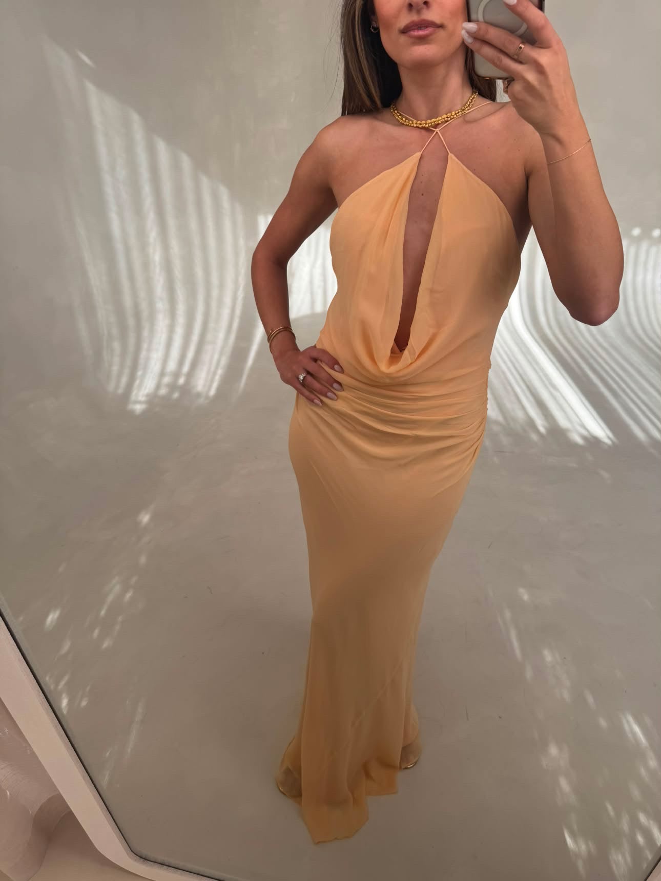 Bec and Bridge Celia Keyhole Maxi Dress in Sherbert Close Up
