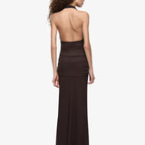 Bec and Bridge Cassis Drape Maxi Dress in Dark Chocolate