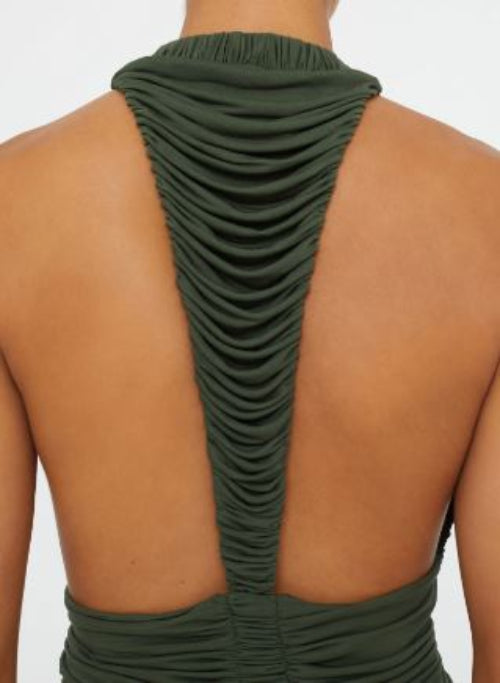 Christopher Esber Orion Gown in Bottle Green Back View