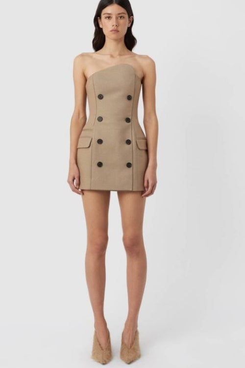 Camilla and Marc Asteria Mini Dress in Tan Front View