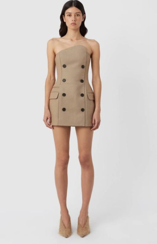 Camilla and Marc Asteria Mini Dress in Tan Front View