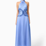 Elliatt Poselia Halter Midi Dress in Slate Blue