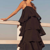 Elliatt Tilly 5 Tiered Maxi Dress in Black Side View