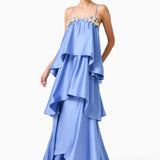 Elliatt Poselia Tiered Gown Dress in Slate Blue