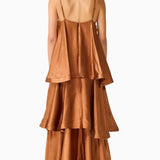 Elliatt Tilly Tiered Maxi Dress in Toffee Brown