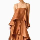 Elliatt Tilly Tiered Maxi Dress in Toffee Brown