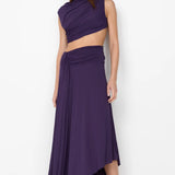 Bec and Bridge Leihla Draped Midi Dress in Deep Violet