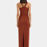 Sir Rosseli Gathered Midi Dress in Rust