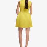 Leo Lin Bree V Neck Embroidery Mini Dress in Mustard