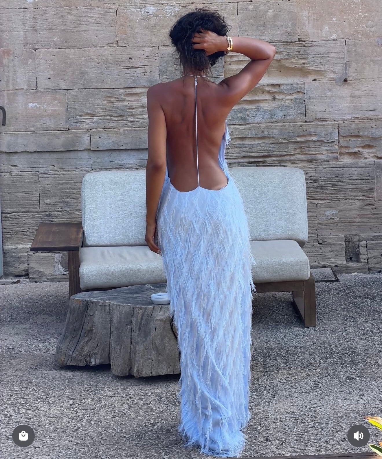 Jasook Noa Gown in Powder Blue Back View