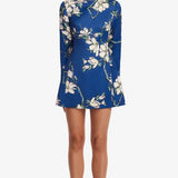 Leo Lin Aliza Long Sleeve Petal Mini Dress in Midnight Magnolia Print