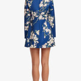 Leo Lin Aliza Long Sleeve Petal Mini Dress in Midnight Magnolia Print