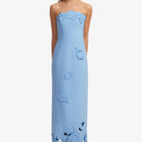 Leo Lin Applique Bustier Maxi Dress in Pastel Blue