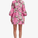 Leo Lin Luminous Linen Mini Dress in Pink Magnolia