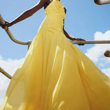 Leo Lin Amya Floral Applique Gown in Sunshine