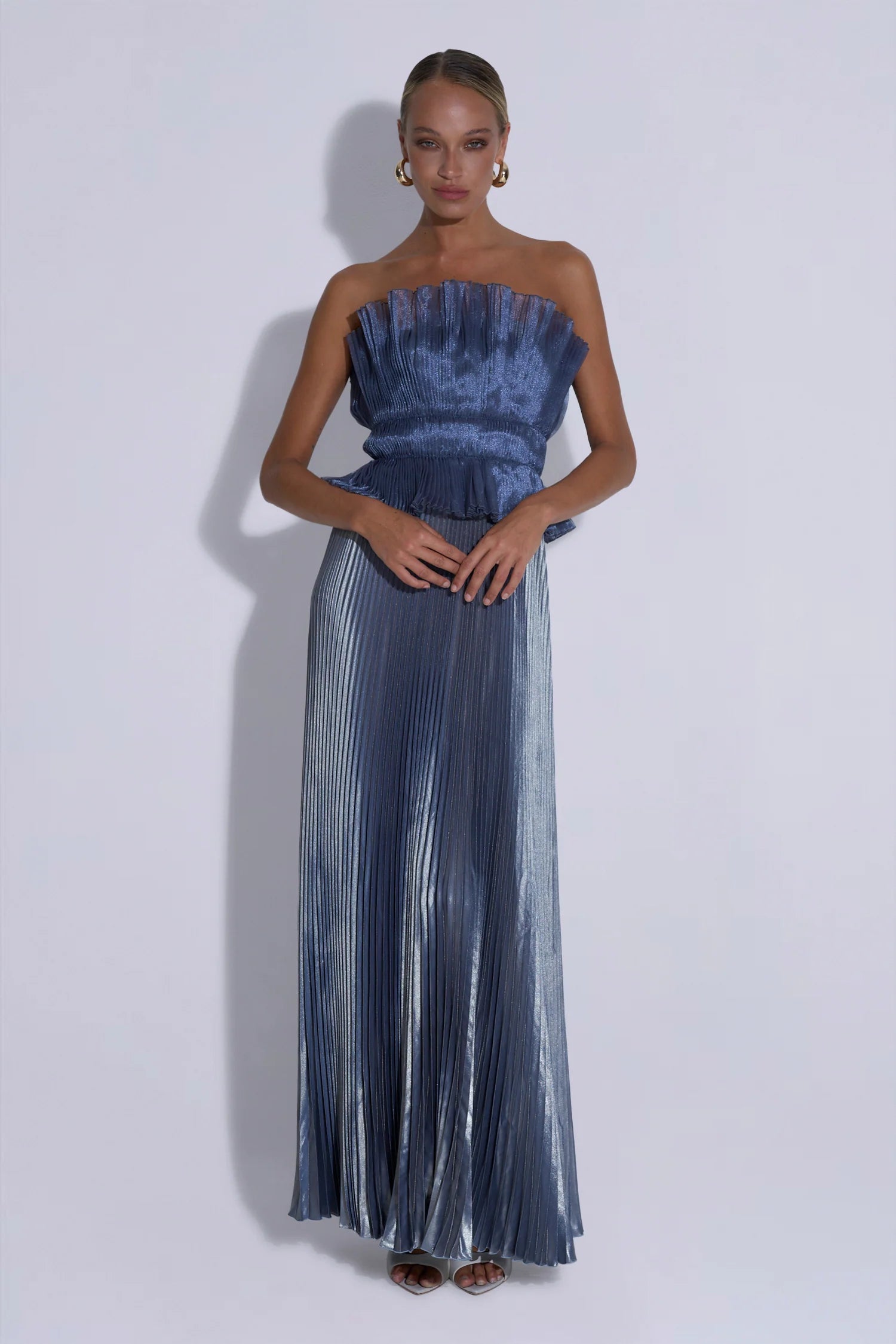 L’Idee Masquerade Gown in Liquid Shimmer Front View