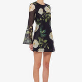 Leo Lin Bell Sleeve Mini in White Rose Print