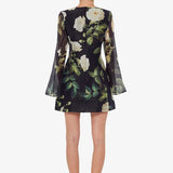 Leo Lin Bell Sleeve Mini in White Rose Print