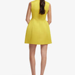 Leo Lin Bree V Neck Embroidery Mini Dress in Mustard Back View