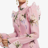 Leo Lin Katrina Butterfly Long Sleeve Midi Dress