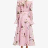Leo Lin Katrina Butterfly Long Sleeve Midi Dress