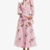 Leo Lin Katrina Butterfly Long Sleeve Midi Dress