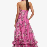 Leo Lin Isabelle Ruffled Halter Neck Maxi Dress