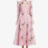Leo Lin Katrina Butterfly Long Sleeve Midi Dress