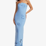 Leo Lin Applique Bustier Maxi Dress in Pastel Blue