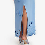 Leo Lin Applique Bustier Maxi Dress in Pastel Blue