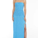 Manning Cartell Double Time Pleat Strapless Maxi Dress in Blue