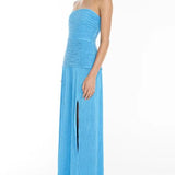 Manning Cartell Double Time Pleat Strapless Maxi Dress in Blue