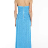Manning Cartell Double Time Pleat Strapless Maxi Dress in Blue