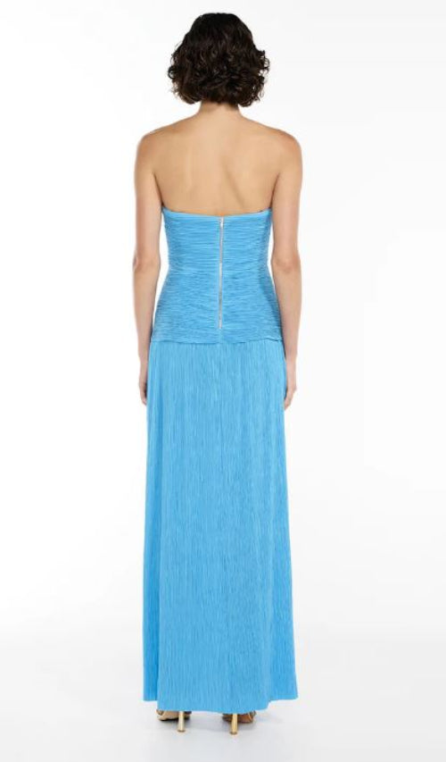 Manning Cartell Double Time Pleat Strapless Maxi Dress in Blue Back View