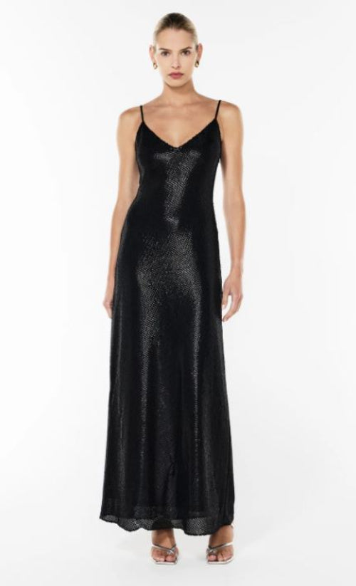 Manning Cartell High Voltage Slip Dress in Black Front View